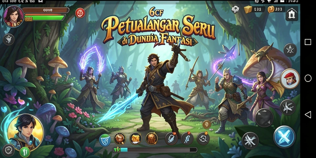 Screenshot gameplay 6CF menampilkan karakter menjelajahi dunia fantastis.