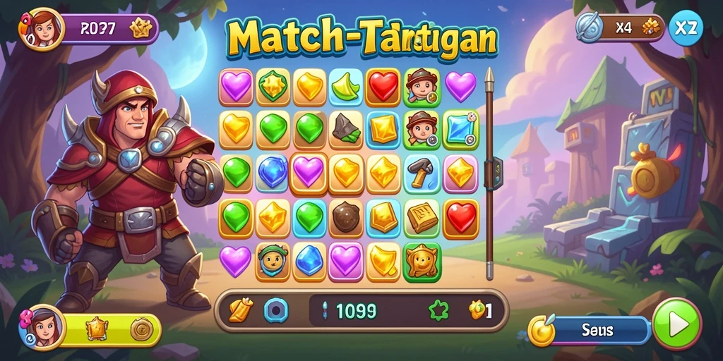 Tampilan gameplay seru dari API77 dengan objek warna-warni.