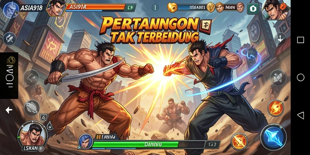 Tampilan gameplay ASIA918 yang menegangkan dalam pertarungan berintensitas tinggi.