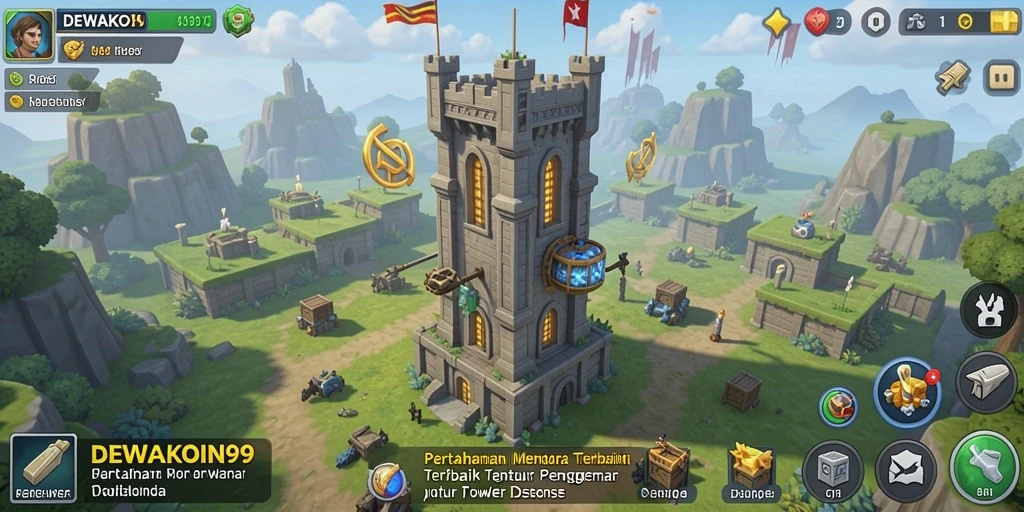 Tampilan gameplay menara mempertahankan wilayah di DEWAKOIN99.