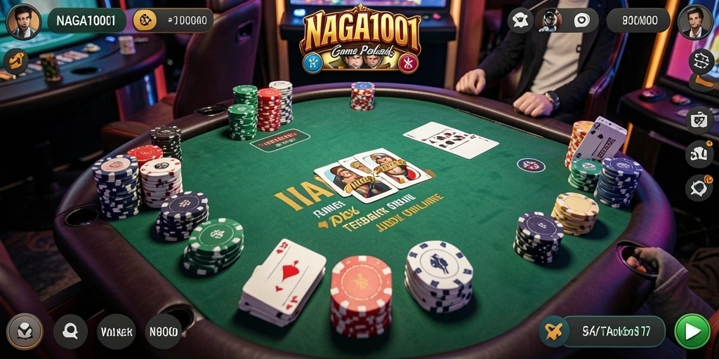 Screenshot gameplay NAGA1001 menunjukkan keseruan bermain Poker online.