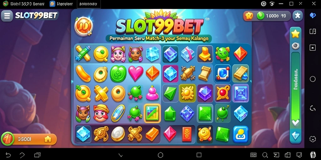 Tampilan gameplay seru dari permainan Match-3 SLOT99BET.